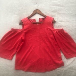 Ann Taylor Hot Pink Off-the-shoulder Blouse